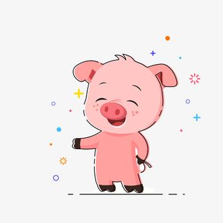 叉腰大笑得小猪无背景