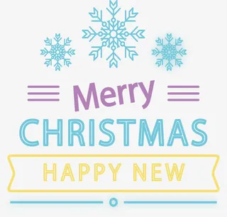 蓝色雪花彩色圣诞新年免抠