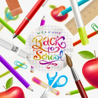 开学卡通手绘笔免抠