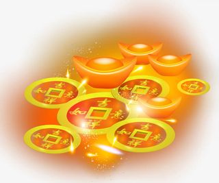 新年装饰金元宝铜钱素材免抠
