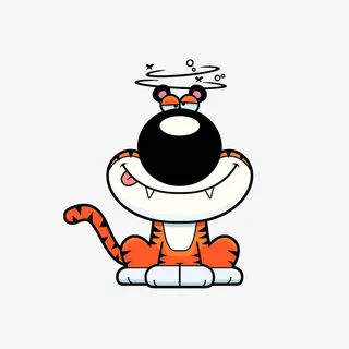 卡通小老虎眩晕表情免抠