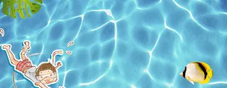 暑假卡通泳池趴卡通蓝色背景高清