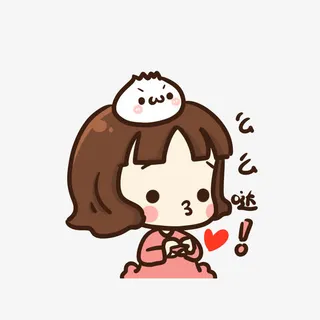 卡通嘟嘴手比心的女孩素材免抠