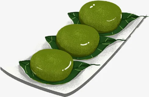 手绘清明青团，免抠