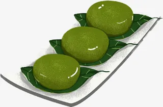 手绘清明青团，免抠