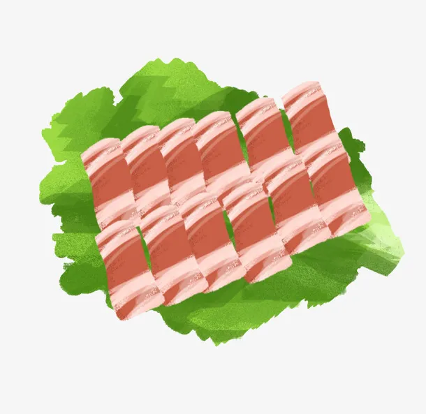 手绘卡通涮火锅羊肉卷食材免抠
