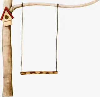 卡通木质秋千免抠