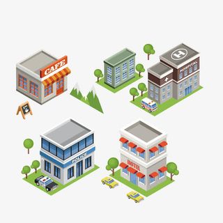 建筑高楼城镇都市地产立体房屋模免抠