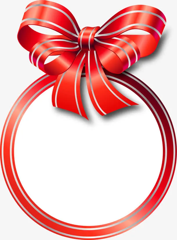 红色蝴蝶结圆圈免抠