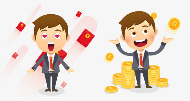 金融卡通人物手绘图免抠