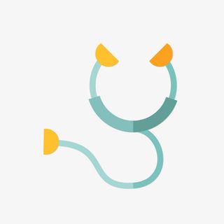 卡通蓝色听诊器矢量图免抠