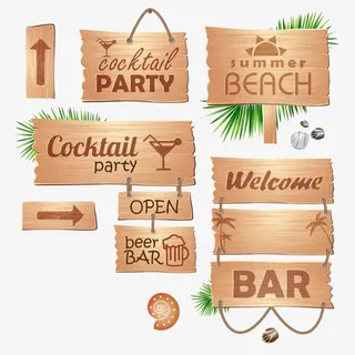 木板指示牌模板免抠