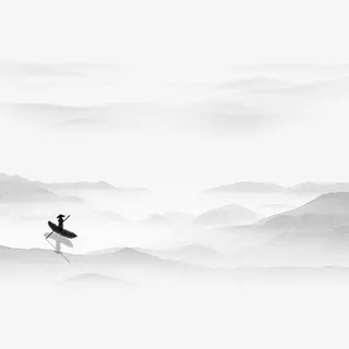 写意人物泼墨山水画免抠