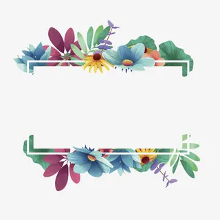 彩色清新春季花朵边框免抠