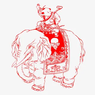 骑着大象的牧童免抠