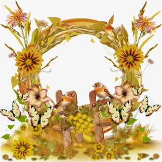 花朵麦穗边框免抠