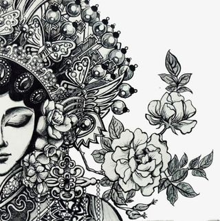 戏剧人物黑白图免抠