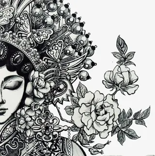 戏剧人物黑白图免抠