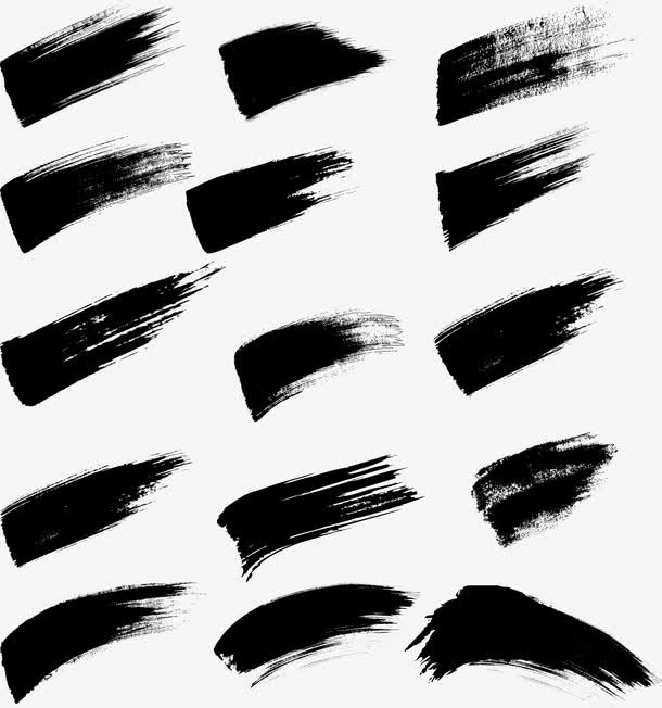 黑色毛笔笔触收尾效果免抠