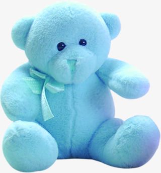 蓝色毛绒小熊七夕情人节免抠