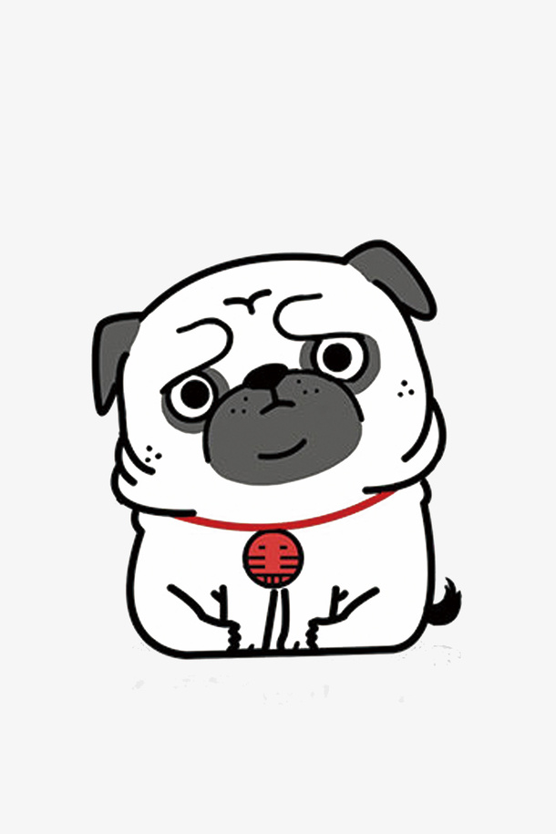 呆萌狗子手绘卡通素材免抠