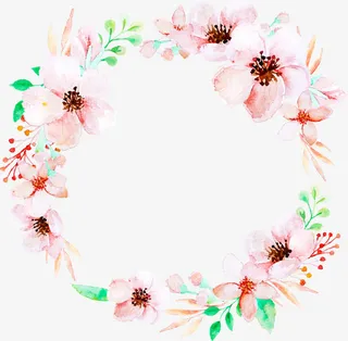 粉色美丽春季花环免抠