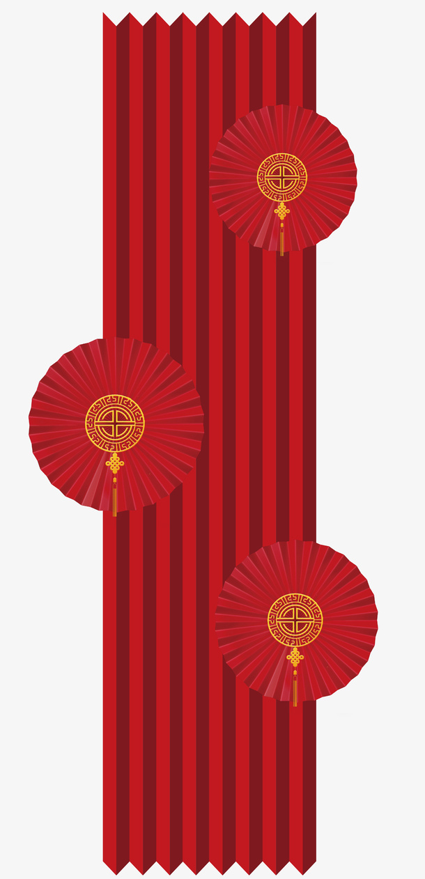 扇子，柱子，红色，中秋免抠