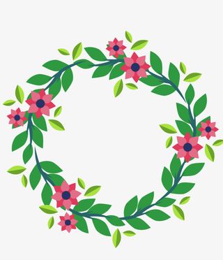 小红花植物花环免抠