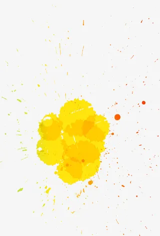 黄色水彩晕染免抠