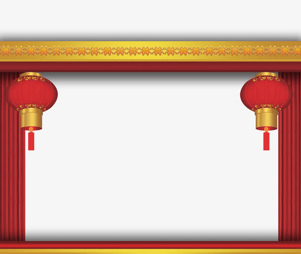 红色灯笼帷帐海报免抠