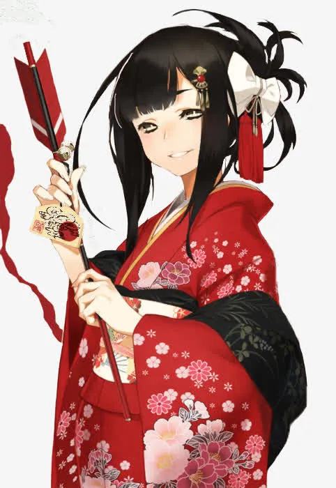 红衣箭头卡通女孩免抠