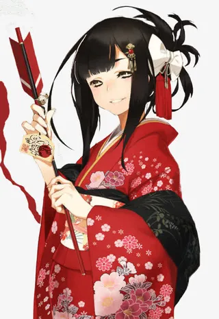 红衣箭头卡通女孩免抠