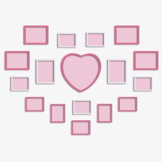 粉色爱心形相框免抠