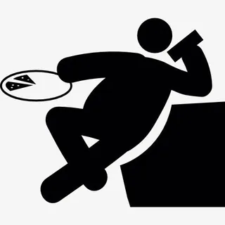 胖子用披萨和电话图标免抠