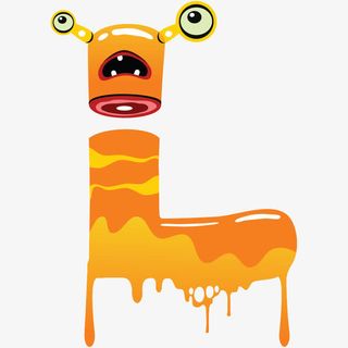 卡通手绘怪物字母l免抠