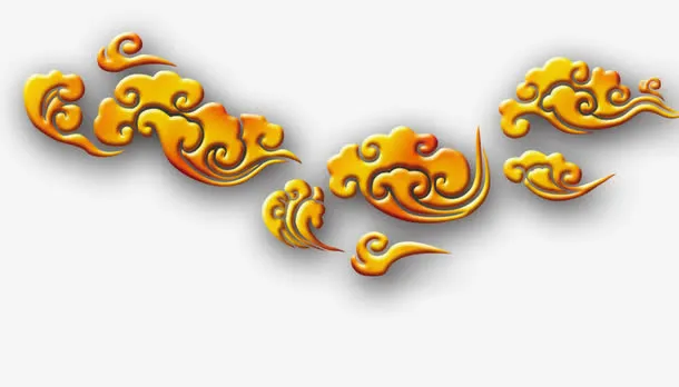 一个金色祥云图案免抠