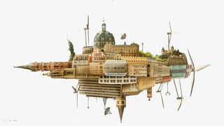 漂浮在空中的城市免抠