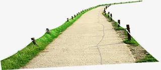 绿色春天道路海边免抠