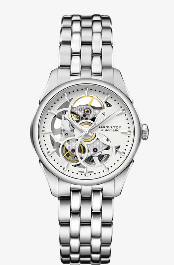 汉米尔顿腕表银色镂空手表女表免抠
