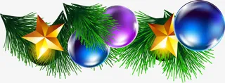 圣诞节绿色松叶装饰免抠
