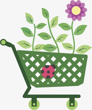 绿色购物车免抠