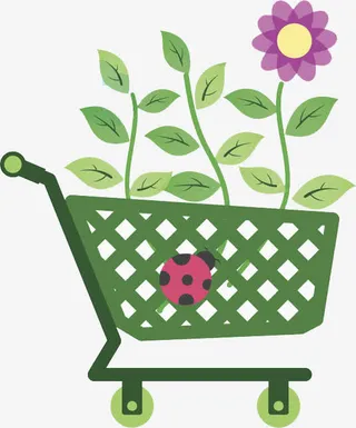 绿色购物车免抠