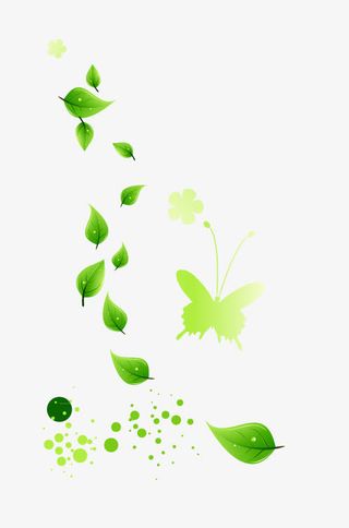 矢量飘落的绿叶免抠漂浮叶子元素
