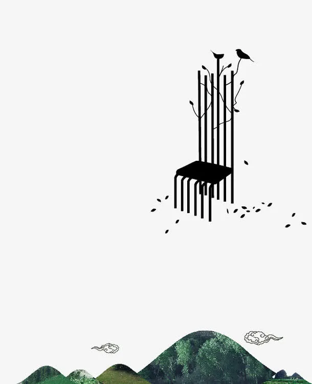 树林创意地产广告中国风免抠