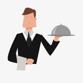 服务员手托盘子免抠