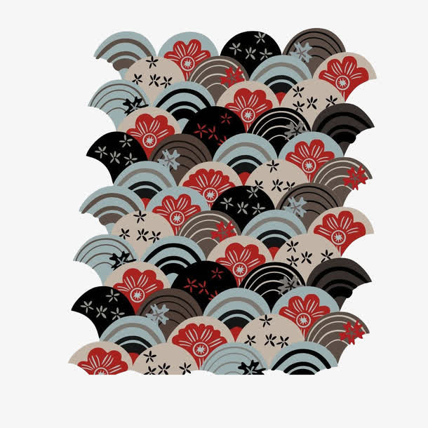 日风鱼鳞底纹免抠