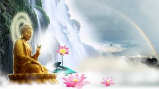 山水佛平面背景高清