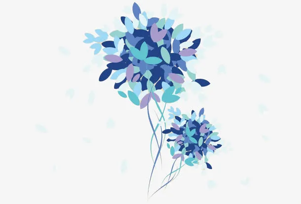 蓝色花瓣式绣花球免抠