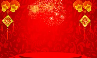 中国风大红灯笼新春红色背景素材高清