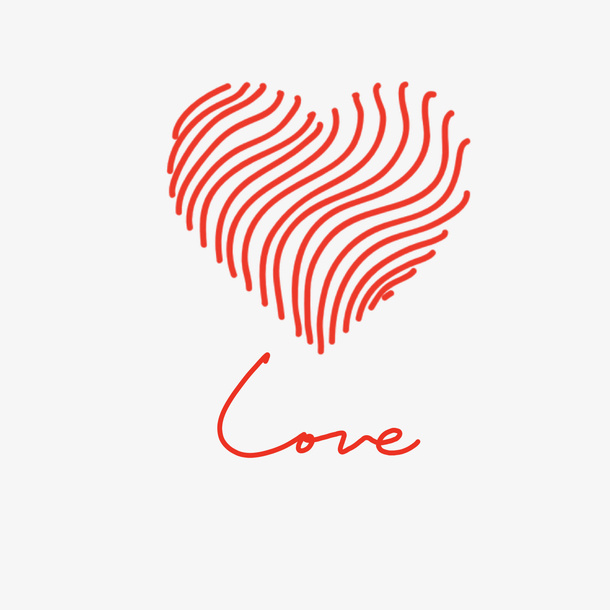 红色涂鸦爱心love手写字免抠